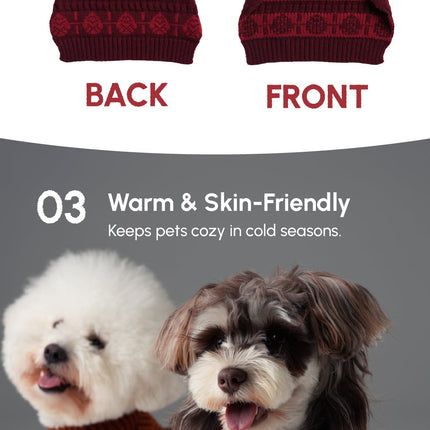 Pretzel Pet Sweater - Burgundy Red