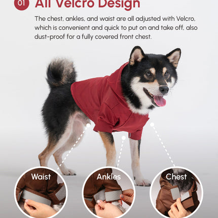 Tribeca adjustable velcro raincoat -  Burgundy
