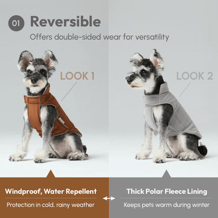 Reversible Dog Vest Jacket - Orange Grey