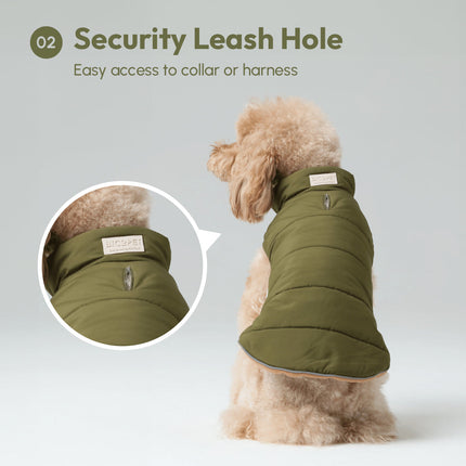 Reversible Dog Vest Jacket - Green Brown