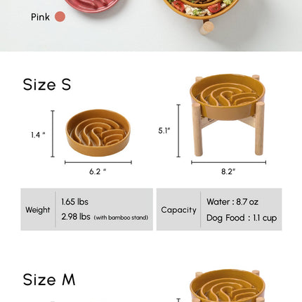 [Wave] Slow Feeder Dog Bowls - Pink / Beige / Orange