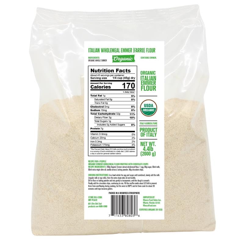 L'Oro Del Sud, Organic Emmer (Farro), (2 kg) 4.4 lb