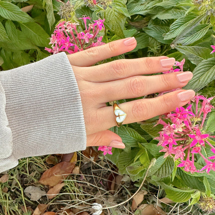 Enamel Heart Cross Ring