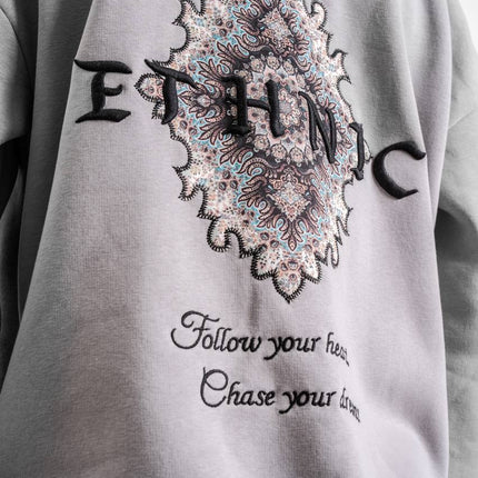 Ethnic Embroidered Oversized Hoodie Sweatshirt