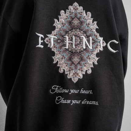 Ethnic Embroidered Oversized Hoodie Sweatshirt