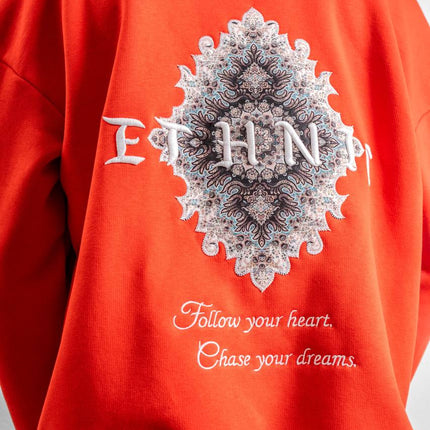 Ethnic Embroidered Oversized Hoodie Sweatshirt