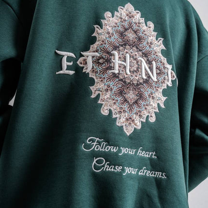 Ethnic Embroidered Oversized Hoodie Sweatshirt