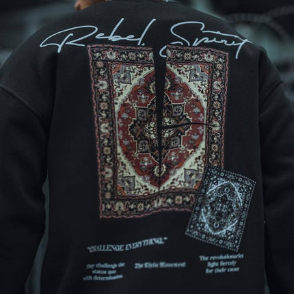 Ethnic Rug Pattern Oversized Sweatshirt - Cozy and Stylish Streetwear