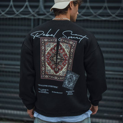 Ethnic Rug Pattern Oversized Sweatshirt - Cozy and Stylish Streetwear