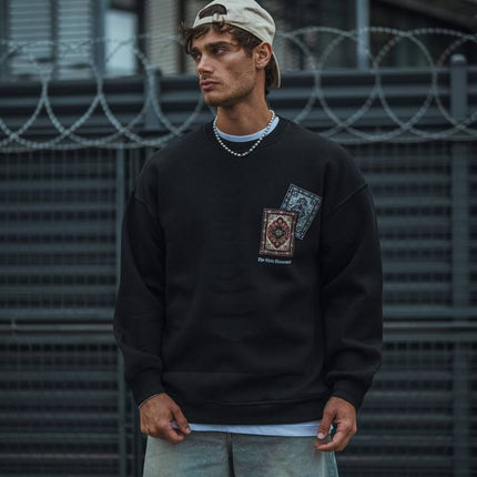 Ethnic Rug Pattern Oversized Sweatshirt - Cozy and Stylish Streetwear