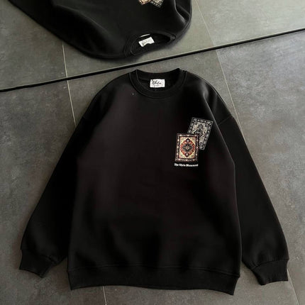 Ethnic Rug Pattern Oversized Sweatshirt - Cozy and Stylish Streetwear