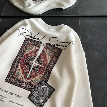 Ethnic Rug Pattern Oversized Sweatshirt - Cozy and Stylish Streetwear