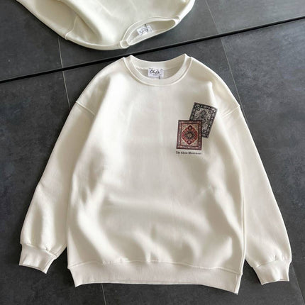 Ethnic Rug Pattern Oversized Sweatshirt - Cozy and Stylish Streetwear