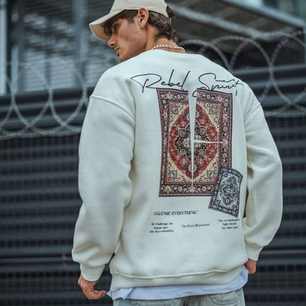 Ethnic Rug Pattern Oversized Sweatshirt - Cozy and Stylish Streetwear