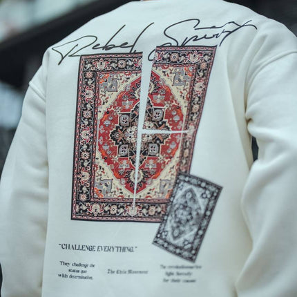 Ethnic Rug Pattern Oversized Sweatshirt - Cozy and Stylish Streetwear