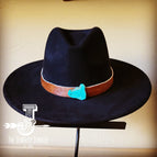 Brown Hair-on-Hide w/ Turquoise Slab