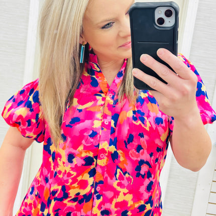 Pink & Purple Leopard Blouse