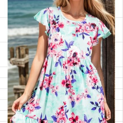 Mint Sunrises Floral Dress