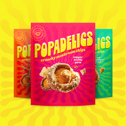 Popadelics Crunchy Mushroom Chips — Variety Pack | All 3 Flavors | 6-Pack