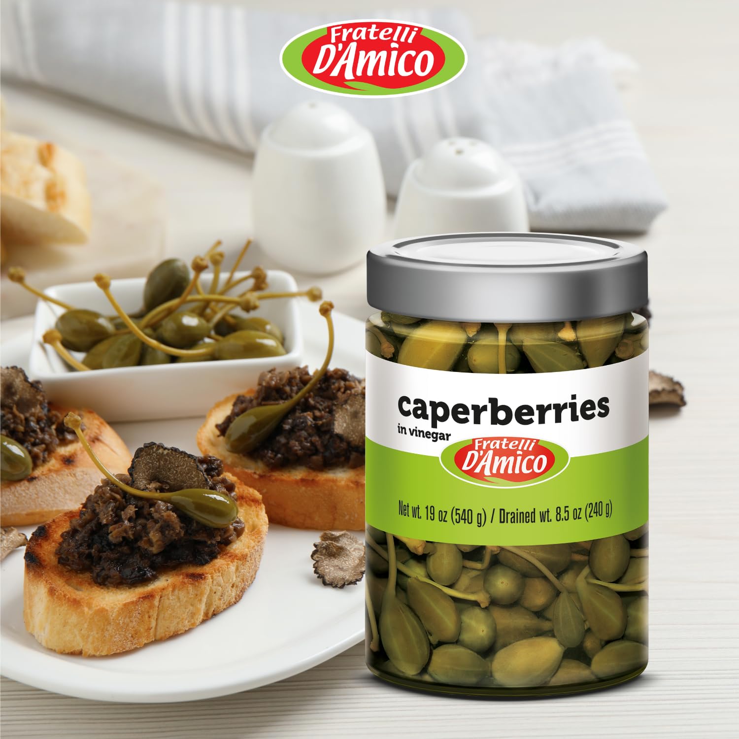 Fratelli D'Amico, Caperberries in vinegar 19oz (540g)