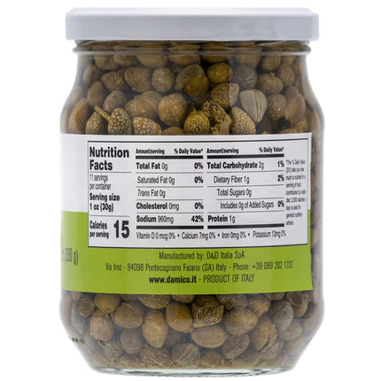 Fratelli D'Amico, Capers in Vinegar, Pickles no 9, 19.5oz, (580g)