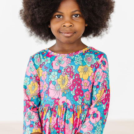 Feeling Floral 3/4 Sleeve Pocket Twirl Dress