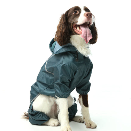 Ultralight Full covered hooded waterproof dog jacket - Blue