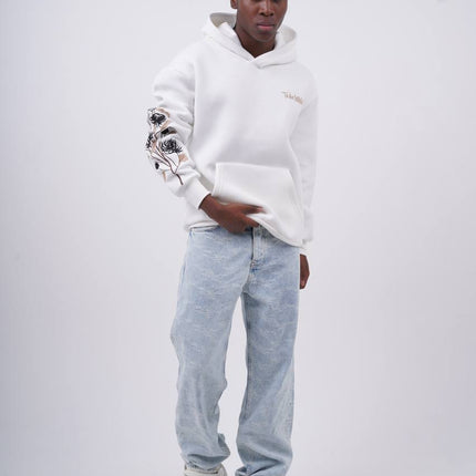 Floral Sleeve Embroidered Hoodie