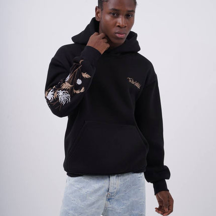 Floral Sleeve Embroidered Hoodie