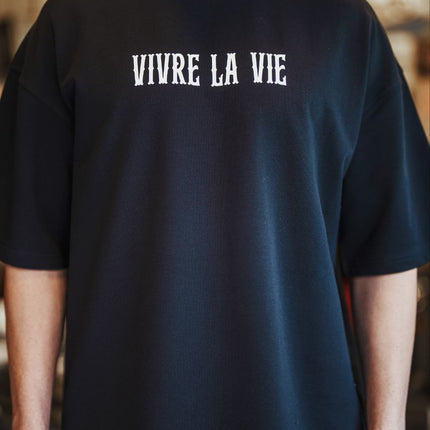 Vivre La Vie Floral Quote Cotton T-Shirt – Inspirational Botanical Tee