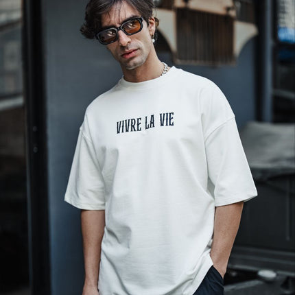 Vivre La Vie Floral Quote Cotton T-Shirt – Inspirational Botanical Tee