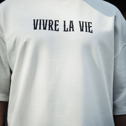 Vivre La Vie Floral Quote Cotton T-Shirt – Inspirational Botanical Tee