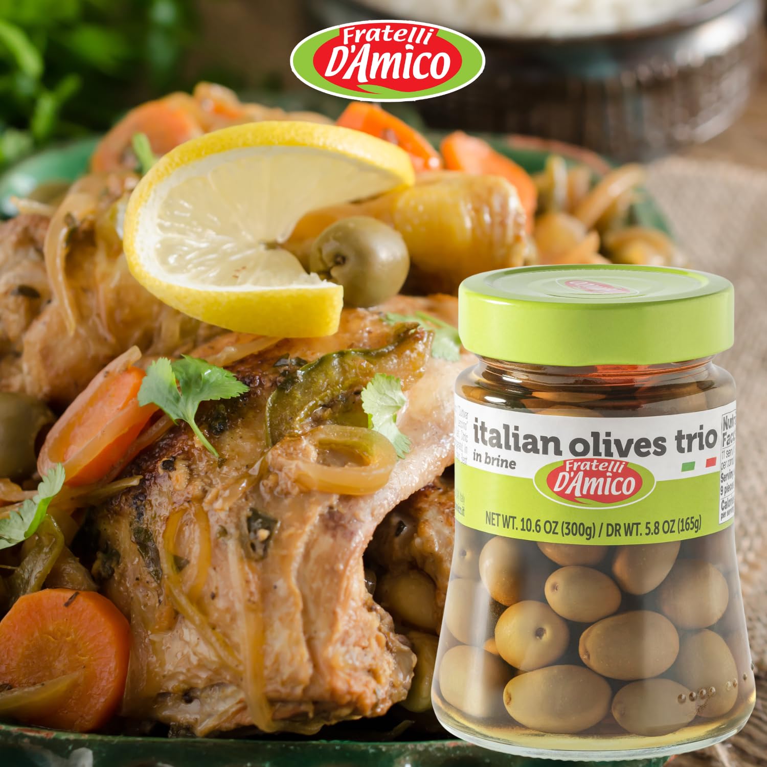 Fratelli D'Amico, Italian Olives Mix, Mediterranean Olives Mixed, 10.6 oz