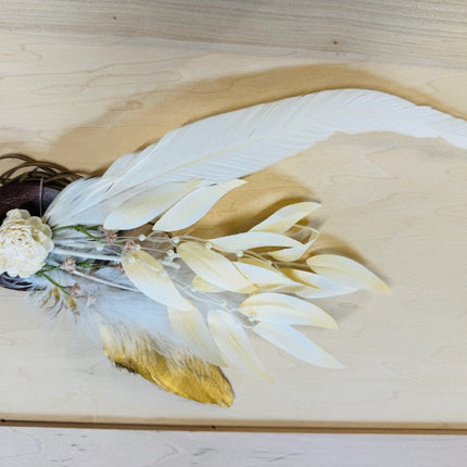 Boho Western Wedding Floral & Feather Bridsmaid Hat in Brown 984n
