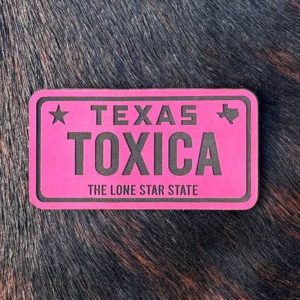 Engraved Toxica Texas License Plate Patch