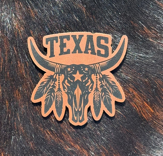 Engraved Texas Longhorn Skull Patch