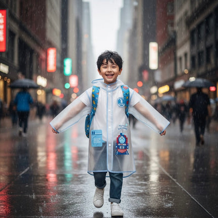 Ozznek Kids Clear Waterproof Raincoat – Transparent Backpack-Friendly Rain Jacket with Hood & Visor