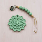Sage / Teether & Pacifier Clip Set