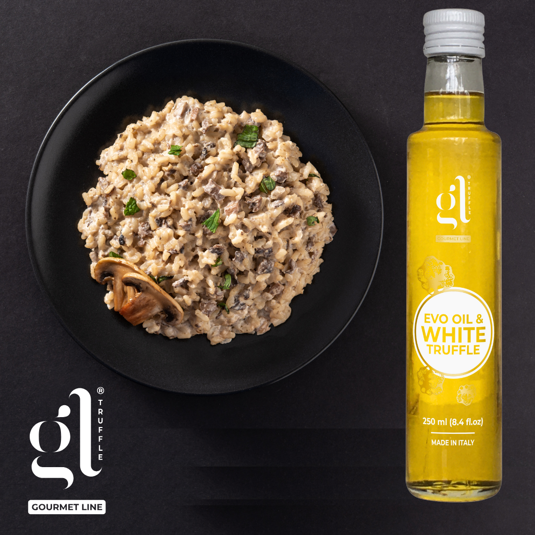 GL Truffle Gourmet, Extra Virgin Olive Oil & White Truffle with truffle slices (8.5 Fl oz) 250 ml