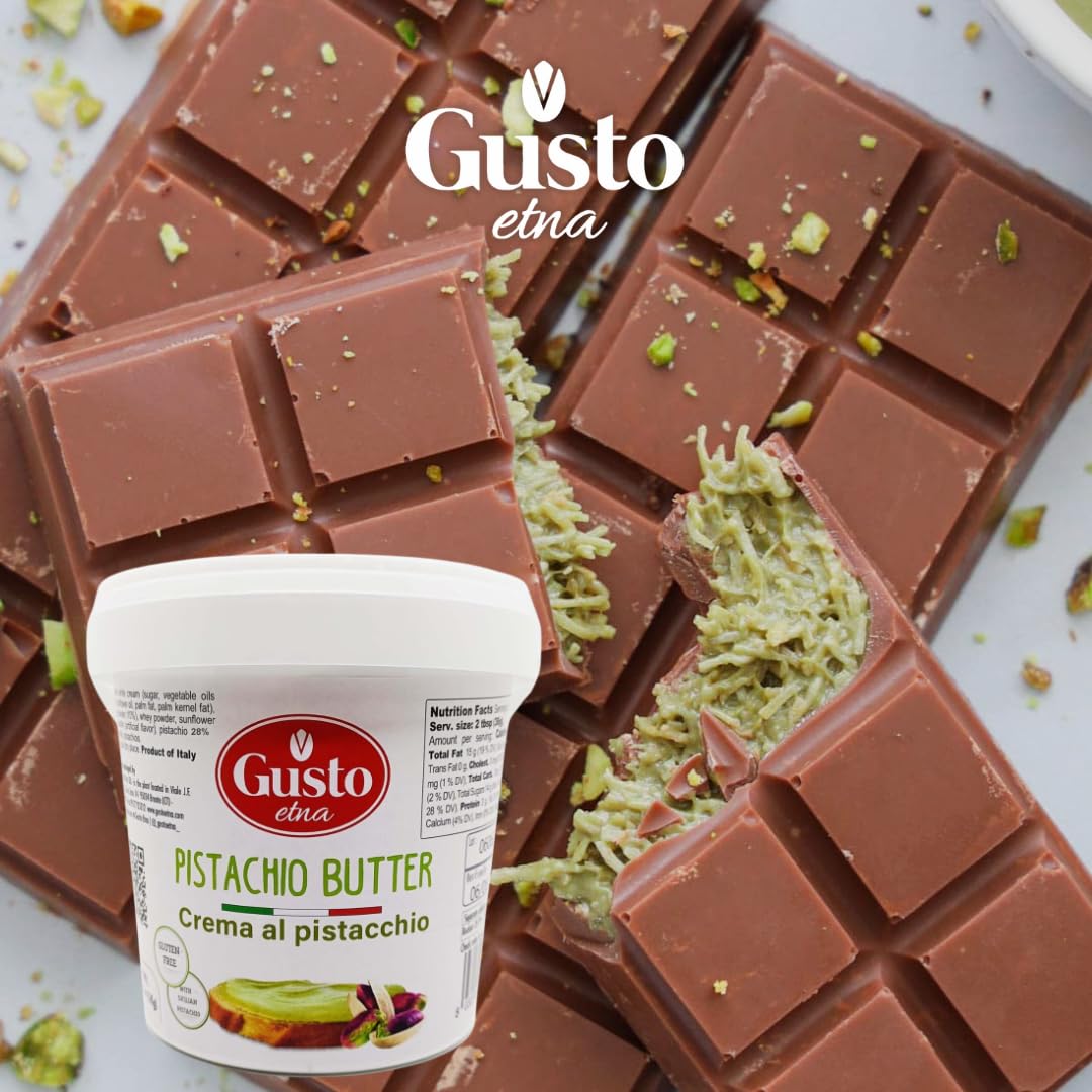 Gusto Etna Pistachio Cream Butter 3kg (6.6 lb) – 28% Pistachio, Made in Sicily, Italian Pistachio Spread for Gelato, Pastry & Desserts