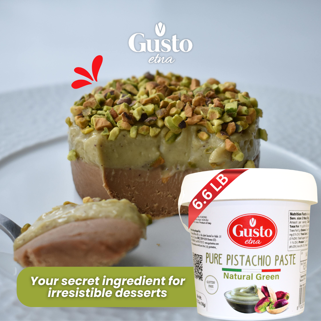 Gusto Etna Pure Pistachio Paste 3kg (6.6 lb) Tub – 100% Pistachios, Unsweetened Italian Pistachio Butter, Professional Use