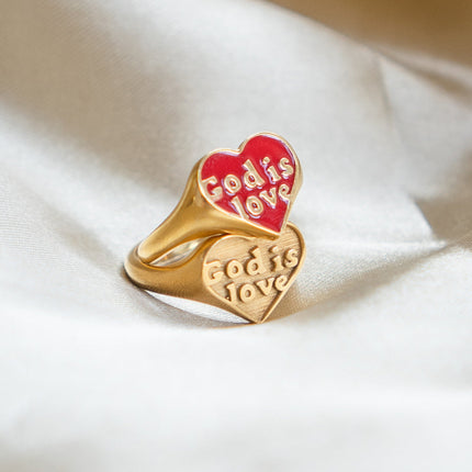 Enamel God is Love Ring