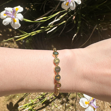 Gold Faith Letter Bracelet