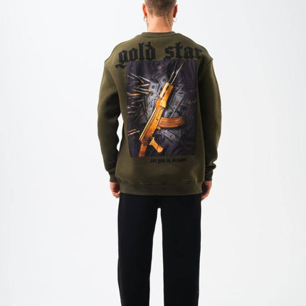 Gold Star' Urban Streetwear Sweatshirt: Weapon & Money Graphic