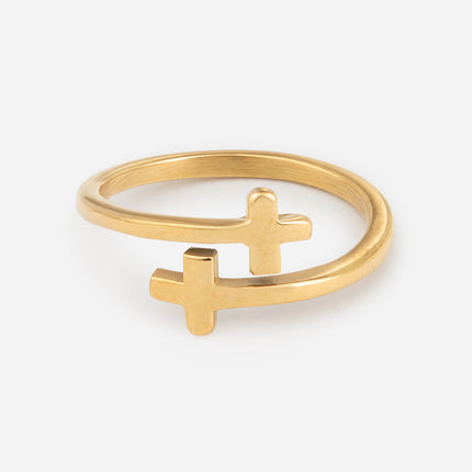 Gold Wrapped Cross Ring