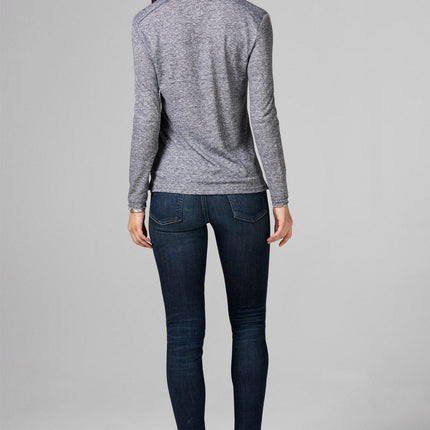 WOMEN'S HENLEY LONG SLEEVE SHIRT - MINI STRIPE