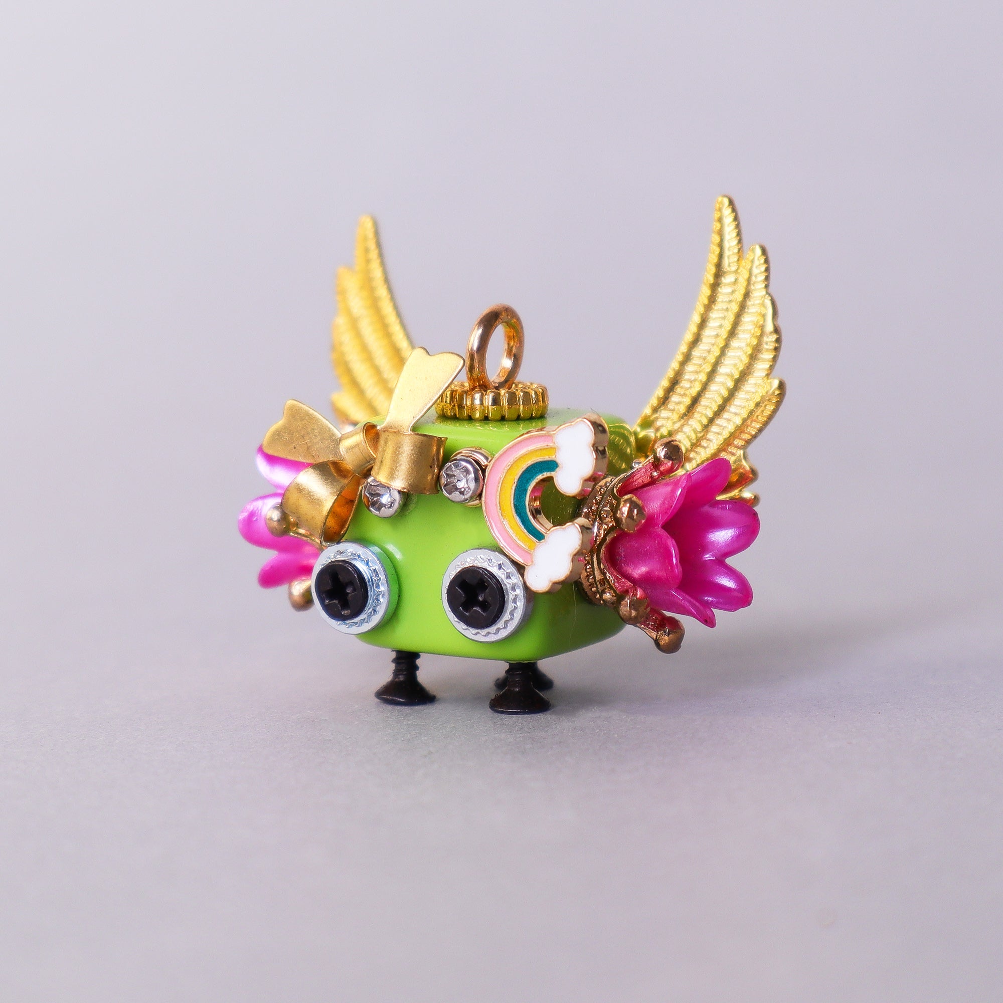 Handcrafted Wooden Bot Necklace, Keychain, or Mini Decor