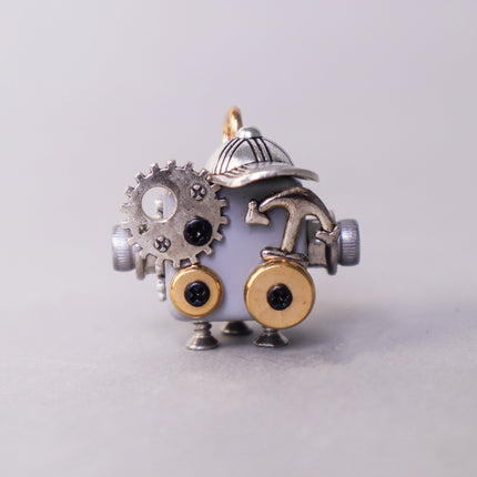 Handcrafted Wooden Bot Necklace, Keychain, or Mini Decor