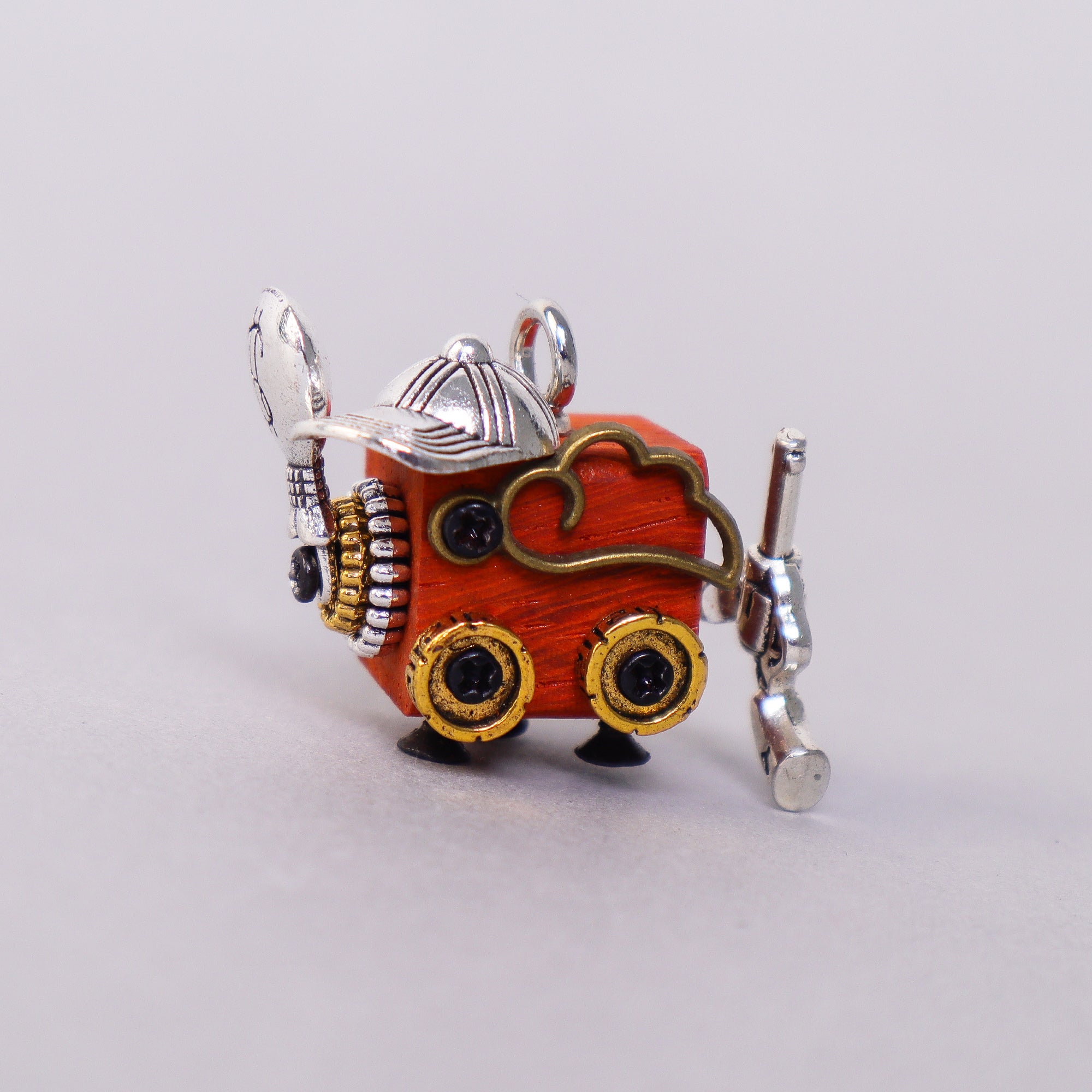 Handcrafted Wooden Bot Necklace, Keychain, or Mini Decor