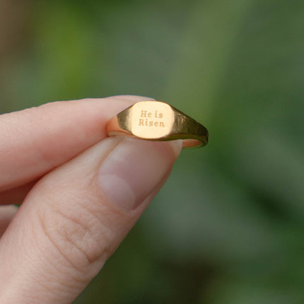 He Is Risen Signet Ring
